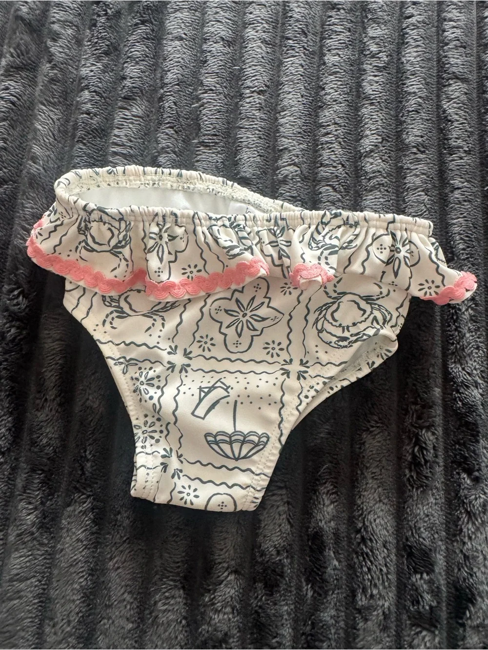 Girls White & Pink Ruffle Swim Bottoms